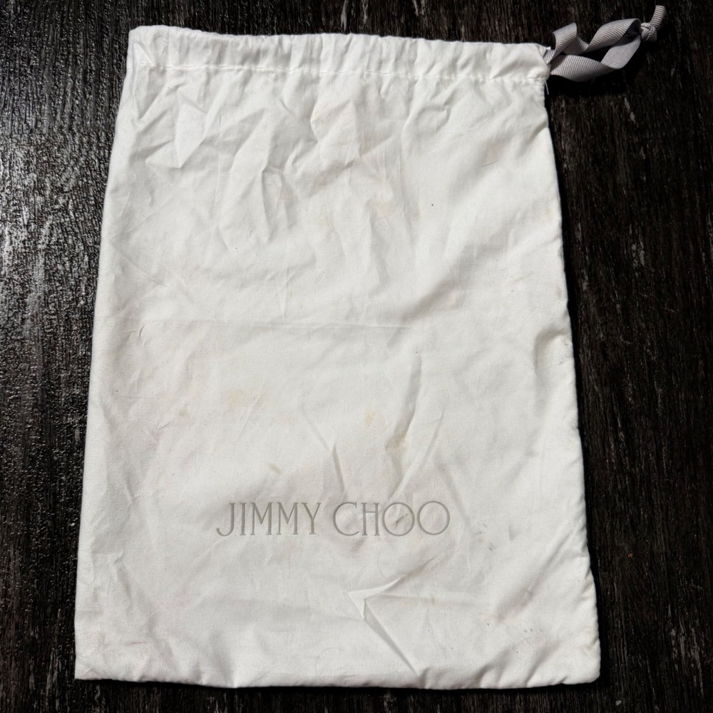 Jimmy Choo Dust Bag Women OS White Cotton Logo Drawstring Storage Pouch 10x14